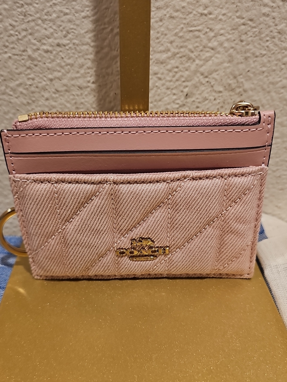 Coach Light Pink Denim Credit Cardholder